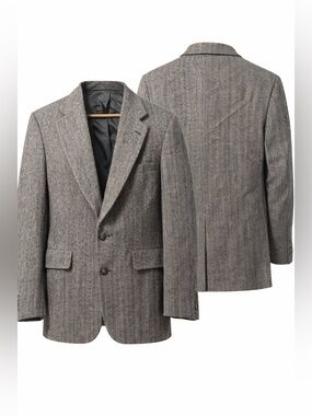 Harris Tweed Blazer Mens 48 Herringbone Wool Sport Coat Vintage Hunt Club